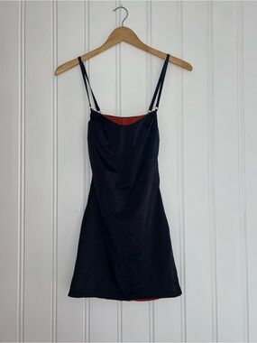 Ow Collection Black/Burnt Orange Reversible Body-con Mini Dress